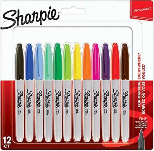 Sharpie Permanent Marker | Marker Stifte mit feiner Spitze | gemischte Farben | 12 Stück Market Set