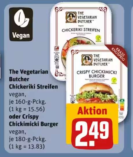 [REWE] The Vegetarian Butcher: Crispy Chickimicki Burger / Chickeriki Streifen 2,49€ 12.02. bis 17.02.2024