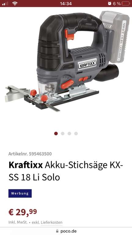 Akku Kraftixx diverse Maschinen [EINHELL] [LOKAL] bei Poco z.B. Universalsäge KX RS 18 Ali Solo für 34,99 Euro