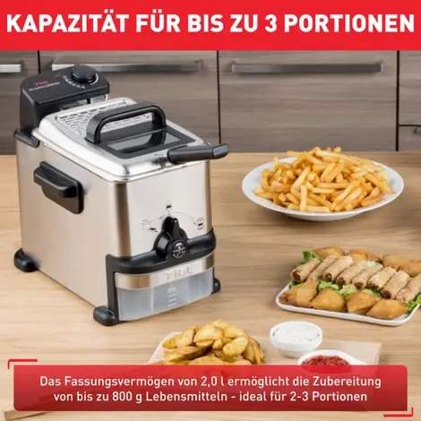 Tefal Fritteuse FR7016 Oleoclean Compact, 1500 W, 2 L, Deckel mit Permanentfilter, Sichtfenster, Temperaturkontrolle (OttoUP)