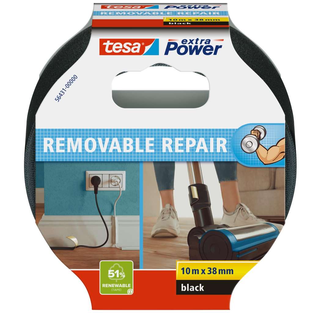 tesa extra Power Eco Repair Gewebeband (schwarz, 10 m × 38 mm) für 3,90 € im Spar-Abo bei Amazon
