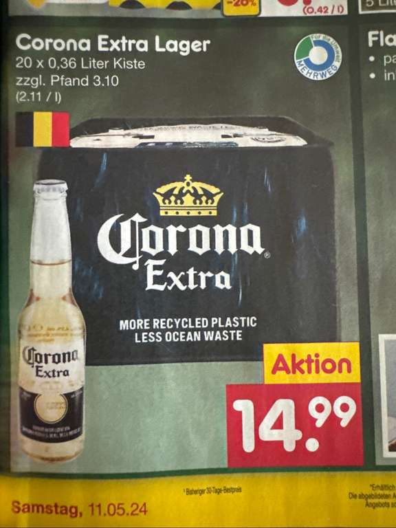 Corona Extra Lager Bier Kasten 20x0,36l Netto (lokal? Bornheim)