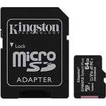 Kingston Canvas Select Plus 64GB microSD Speicherkarte, UHS-I, A1, Class 10 (inkl. SD Adapter) PRIME