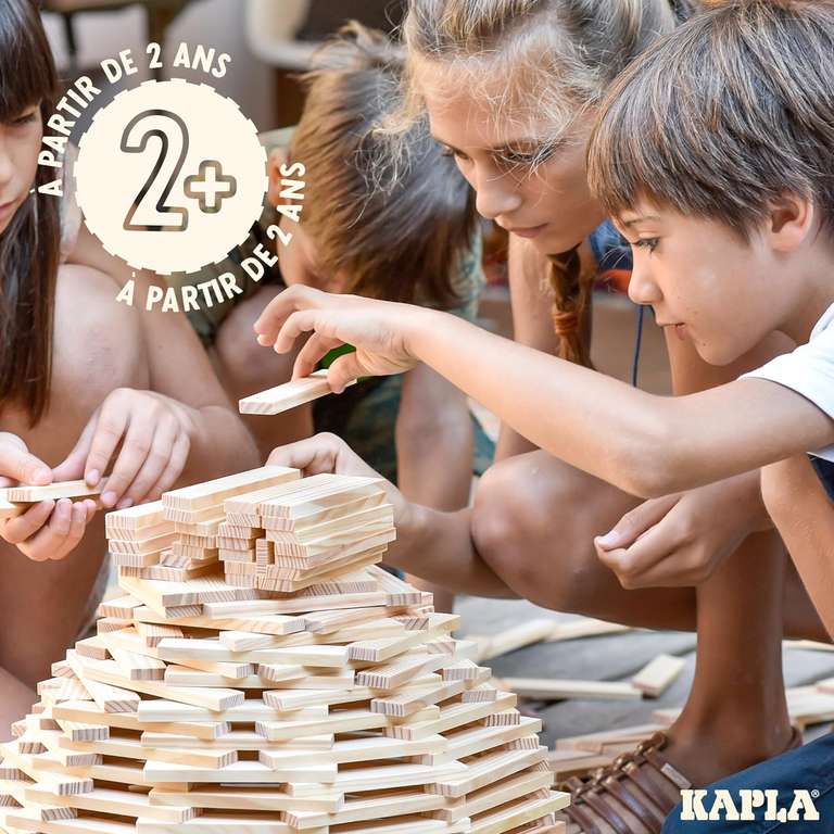 KAPLA Kindergartenbox, Holzkiste 1000-teilig Original Holz Bausteine Plättchen Klötze [Neukunde]
