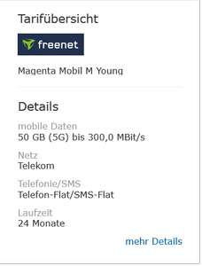 Telekom Netz, Sim Only Young: Magenta Mobil M Allnet/SMS Flat 50GB 5G für 10€/Monat durch Bonus/Cashback/Wechselbonus