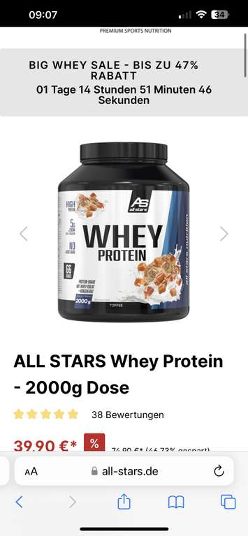 ALL STARS Whey Protein - 2000g Dose