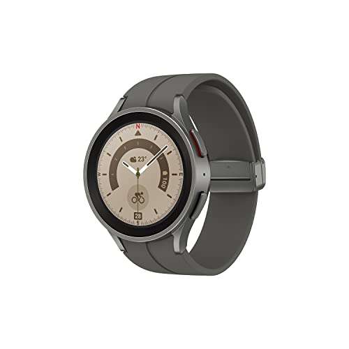 SAMSUNG Galaxy Watch5 Pro BT 45 mm Smartwatch Titan Fluorkautschuk, M/L, Gray Titanium