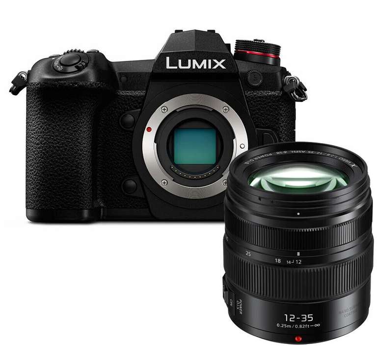 Panasonic Lumix G9 MFT Systemkamera inkl. 12-35mm F2,8 Objektiv, Zusatzakku, Kameratasche & Fotolicht | UK Digital