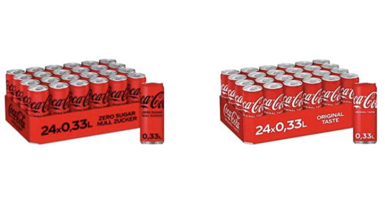 [PRIME/Sparabo] Sammeldeal 24er Pack Coca-Cola Zero Sugar oder Coca-Cola Classic , 24x330 ml (personalisierter Coupon)