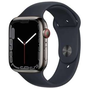 Apple Watch Series 7 45mm Edelstahl GPS+Cellular Schwarz Sportarmband Mitternacht