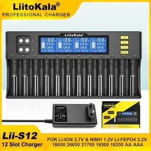 Liitokala Lii-S12 Akku-Ladegerät (12 Slots für Li-Ion, Ni-MH & LiFePo4)