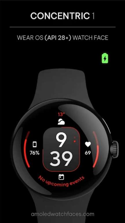 (Google Play Store) Concentric 1: Wear OS face (WearOS Watchface, digital)