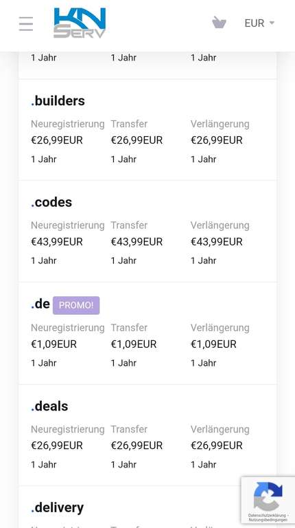 Knserv Sommersale: .de Domains für 1,09€ pro Jahr (Preis langfristig möglich)