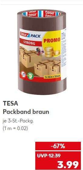 TESA Paketband-Abroller + 1 Rolle TESA oder 3 Rollen TESA Paketband (braun oder transparent) für 3,99 Euro [Kaufland]