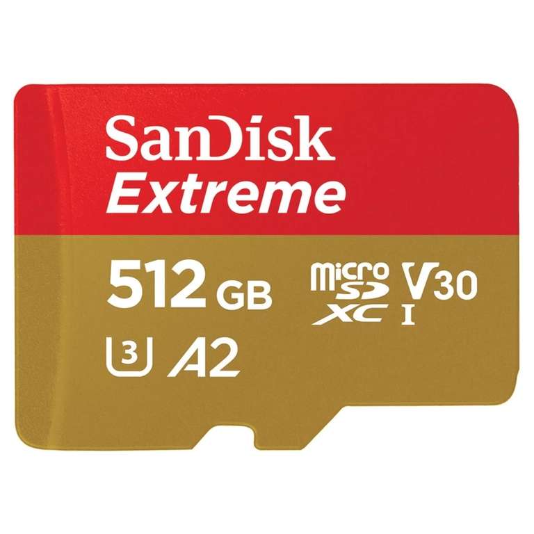 (Abholung) SanDisk Extreme microSDXC 512 GB Speicherkarte Kit (2022) bis 190 MB/s, C10, U3 für 69,9