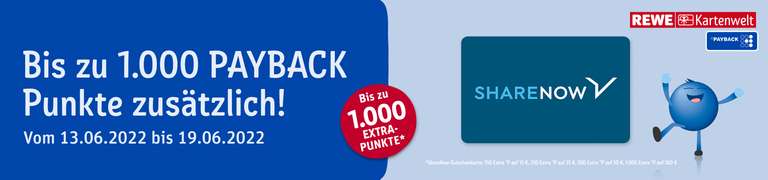 ShareNow Gutscheine: 10% in Form von Payback-Punkten extra bei Rewe Kartenwelt