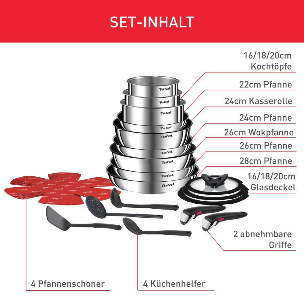 Tefal Set TEFAL INGENIO EMOTION Topfset – 13-teilig Mit Töpfen