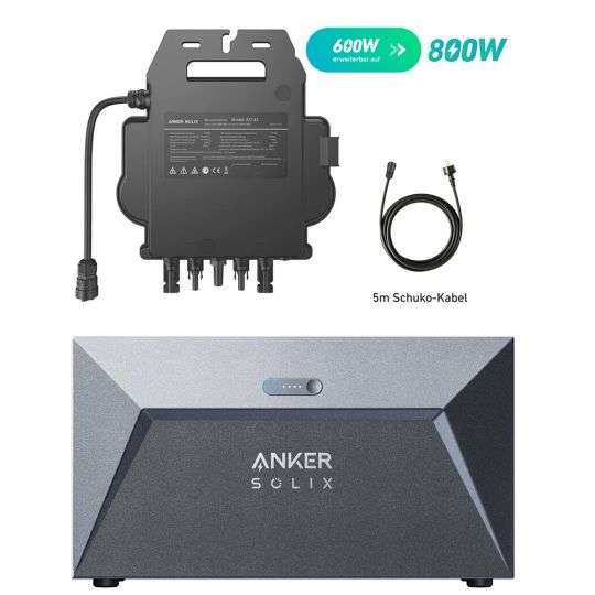 Anker SOLIX Solarbank E1600 Solarstromspeicher 1600Wh + Anker SOLIX MI80 (BLE) Mikro-Wechselrichter - 600W/800W