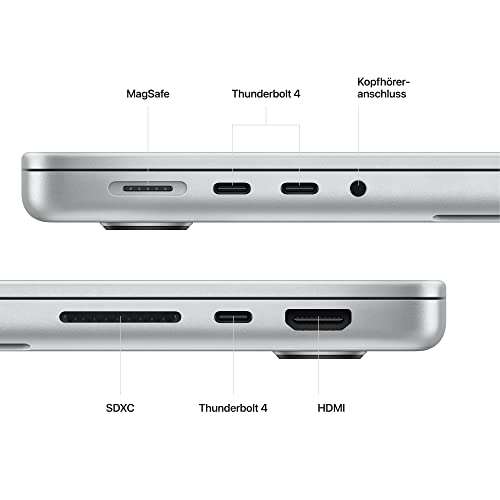 Apple 2023 MacBook Pro Laptop M2 Pro Chip mit 10‑Core CPU und 16‑Core GPU: 14" Liquid Retina XDR Display, 16GB, 512 GB SSD Speicher, Silber