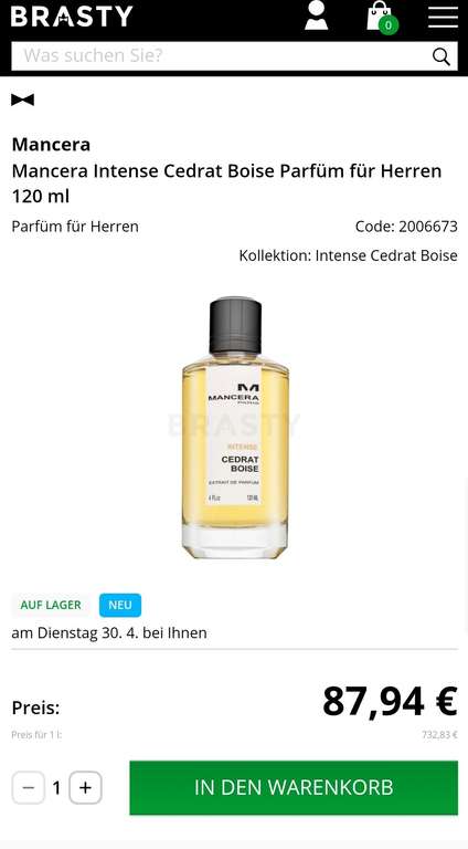 Mancera Intense Cedrat Boise Parfüm für Herren 120 ml [Brasty]