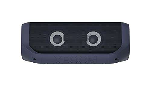 LG XBOOM Go PN7, tragbarer Bluetooth-Lautsprecher mit MERIDIAN Technologie (IPX5-Spritzwasserschutz, 24h Akkulaufzeit, Beleuchtung), schwarz