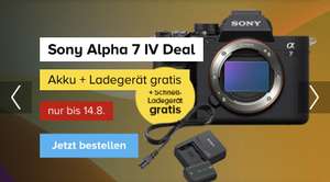 Sony Alpha 7 IV + Gratis Sony BC-QZ1 Schnellladegerät + Gratis Sony Akku NP-FZ100