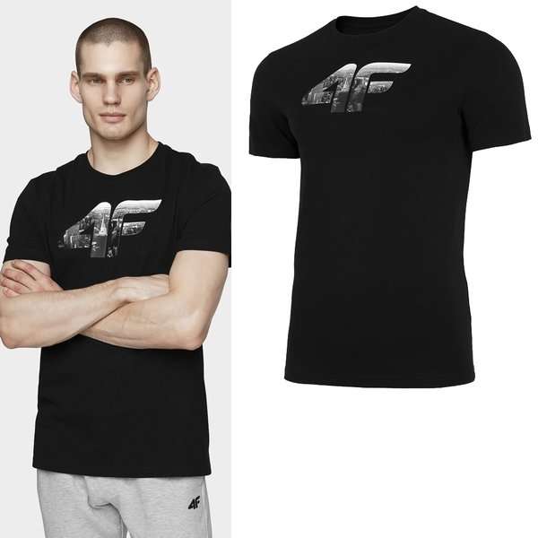 4F - Herren T-Shirt Baumwolle - schwarz (Gr. S - 3XL)