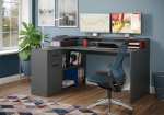Trendteam smart living Büro Schreibtisch Gamer, 160cm hellgrau matt weiß oder anthrazit