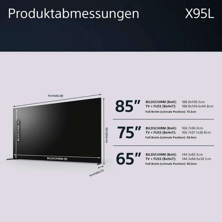 Sony Bravia XR-85X95L LED TV 85 Zoll, UHD 4K, SMART TV, Google TV)