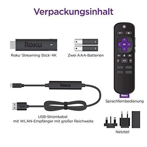 Roku Streaming Stick 4K | 4K/HDR/Dolby Vision Streaming Media Player für 29,99€ (Amazon/Cyberport Abh)