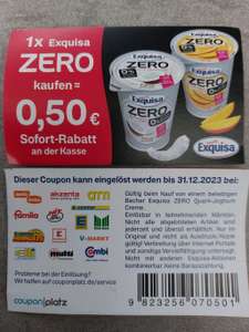 0,50€ Rabatt Coupon für den Kauf eines Exquisa Zero Produktes bis 31.12.2023