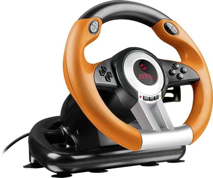 Speedlink DRIFT O.Z. Racing Wheel - USB Gaming Lenkrad für PC/Computer, PC Lenkrad mit Pedalen und Schaltung, Schaltwippen und Schaltknüppel