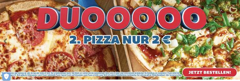 Domino's Duo - 2. Pizza für 2€ [Mo.- Do.]