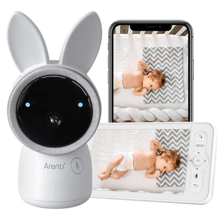 Arenti AInanny 2K Ultra HD Video Pan-Tilt Baby Monitor with 5'' LCD Screen