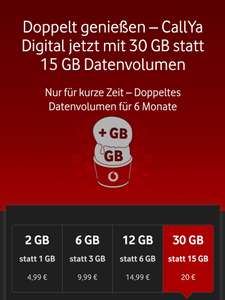 Vodafone CallYa Prepaid Nur für kurze Zeit – Doppeltes Datenvolumen für 6 Monate