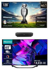 Hisense "Laser TV" (Beamer) Deals: z.B. 120L9HA TriChroma inkl. 120"-Leinwand + 400€ Cashback + 65U7KQ Fernseher (nach Widerrufsfrist)