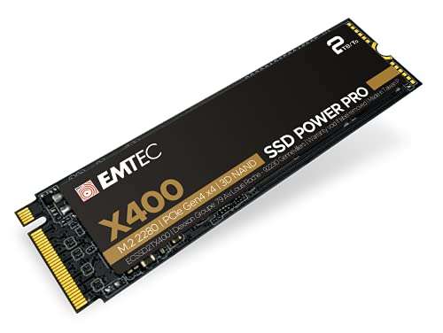 Interne NVMe SSD Emtec X400 Power Pro M2 2TB PCIe Gen4x4 – 3D NAND – Lesen 5200 MB/s, Schreiben bis 3800 MB/s – 400 TB/1,8 MH – ECSSD2TX400