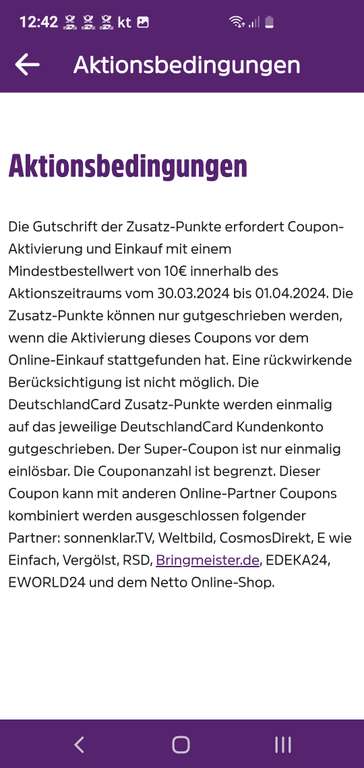 [Deutschlandcard] 300 Zusatzpunkte in der App für Online-Kauf ab 10€