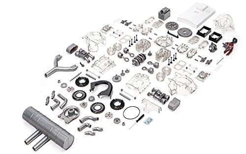 Porsche Carrera-Rennmotor Bausatz inkl. Begleitbuch (300+ Teile, Maßstab 1:3, beweglich, Motor-Sound durch Soundmodul)