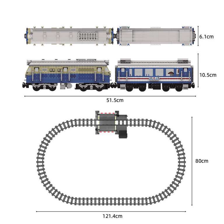 Eisenbahnset von Mould Kind MOC 12022 mit regelbarer Fernsteuerung und neuartigem Antrieb