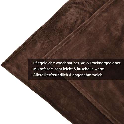 Kuscheldecke Beautissu Aurelia Corall Fleece Decke Dunkelbraun, 200x150 cm in 6 Farben erhältlich
