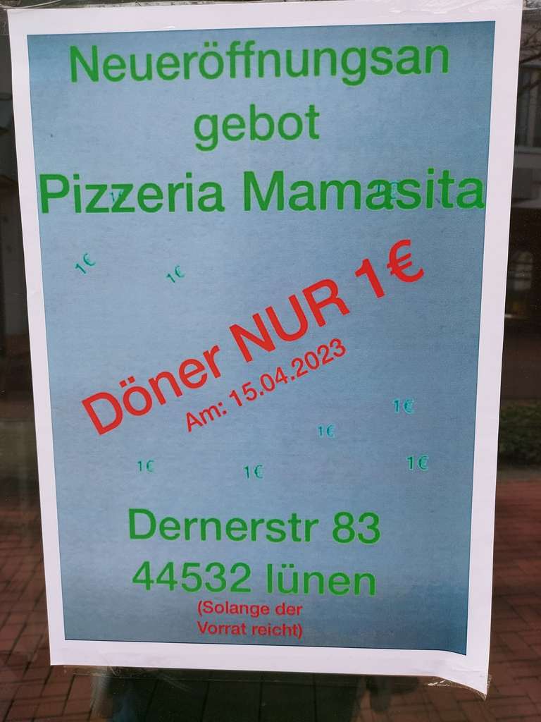 [Lokal] Neueröffnung Pizzeria Mamasita - Döner für 1€ nur am 15.04 in Lünen