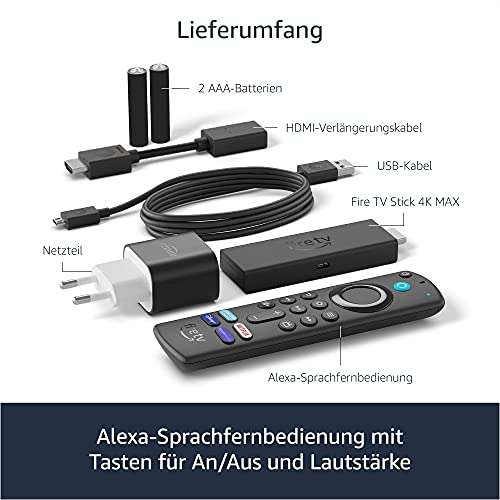 Fire TV Stick 4K Max mit Wi-Fi 6 und Alexa-Sprachfernbedienung (mit TV-Steuerungstasten) [Amazon Prime]