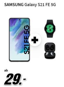 O2 Netz: Samsung Galaxy S21 FE 5G + Buds Live + Galaxy Watch4 im Allnet/SMS Flat 12GB LTE für 19,99€/Monat, 29€ ZZG, 30€ Shoop eff. -7,49€