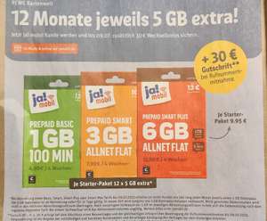 ja!mobil 12x 5GB extra und 30 Euro bei Rufnummernmitnahme ab 5.6.