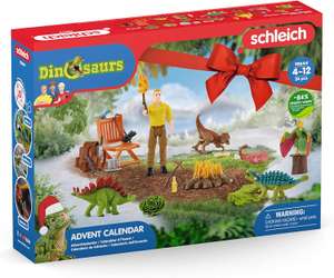 Schleich Dinosaurs - Adventskalender (98644) | mit menschlicher Spielfigur, einer Menge Dinosaurier und Zubehör für das Dschungel Abenteuer