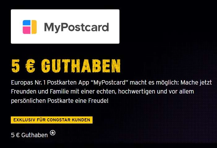 [Congstar Kunden] gratis 5€ Guthaben für MyPostcard.de einlösbar auf alles (Postkarten, Grußkarten usw. und jetzt neu auch Fotoabzüge)