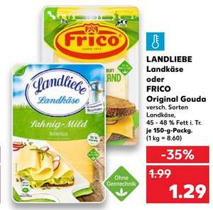 2 x Landliebe Käse je 150g mit couponplatz für 1,58€ bei Kaufland (100g=0,53€)