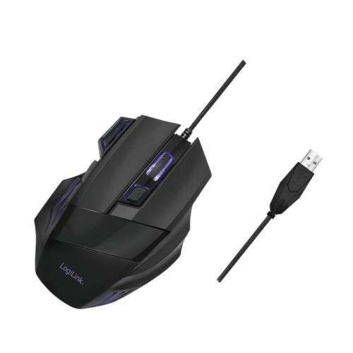 LogiLink USB Gaming Maus 2400 dpi schwarz beleuchtet 7 Tasten Gamer Mouse kabelgebunden