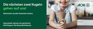 [AOK Bayern] Zwei gratis Kugeln Eis und viel Werbung, Spam, Telefonanrufe, SMS' für eure Daten - Regensburg und Umgebung